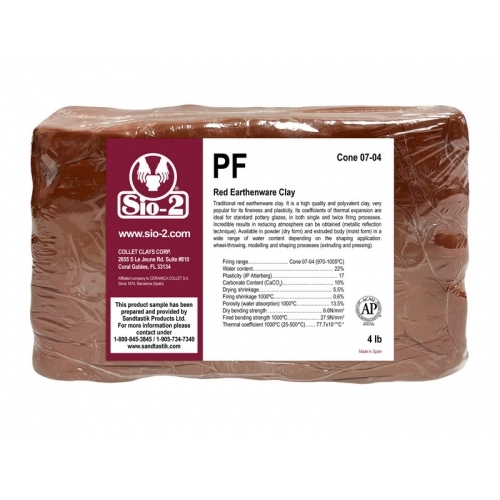 SIO2® PF Red Earthenware Clay, Low Fire, 4 lb Sample